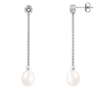 商品Dangling Sterling Silver 7-7.5mm Freshwater Pearl Earrings,商家Premium Outlets,价格¥205图片