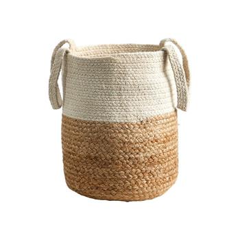 NEARLY NATURAL, NEARLY NATURAL | 12.5" Handmade Natural Jute and Cotton Basket Planter商品图片 6.9折