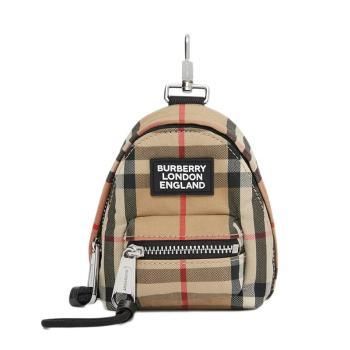 商品Burberry | 【预售3-7天】BURBERRY/博柏利 21新款 男女同款米色复古格纹棉质徽标贴花背包形状钥匙包80310611,商家IWCOCO,价格¥2392图片