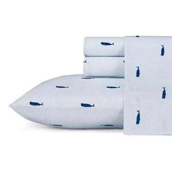 Nautica | Whale Stripe Cotton Percale 3-Piece Sheet Set,商家Macy's,价格¥291