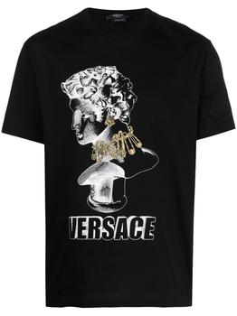 推荐Versace `Versace` Statue And Logo Print T-Shirt商品