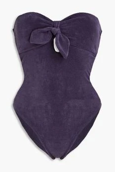 Zimmermann | Bow-embellished cotton-terry bandeau swimsuit,商家THE OUTNET US,价格¥468