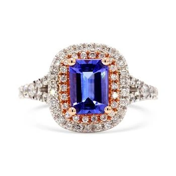 Macy's | Tanzanite (2 ct. t.w.) & Diamond (1/2 ct. t.w.) Double Halo Ring in 10k White & Rose Gold,商家Macy's,价格¥43025