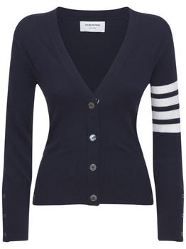 thom browne衬衫, Thom Browne | Intarsia Stripes Cashmere Knit Cardigan商品图片 额外8折, 额外八折