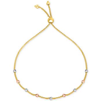 商品Macy's | Tricolor Bead Bolo Bracelet in 10k Gold, White Gold & Rose Gold,商家Macy's,价格¥2147图片