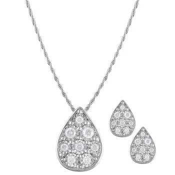 Macy's | 2-Pc. Set Diamond Teardrop Pendant Necklace & Matching Stud Earrings (3/8 ct. t.w.) in Sterling Silver,商家Macy's,价格¥623