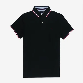 Tommy Hilfiger | TOMMY HILFIGER 男士黑色棉打质Polo衫 046863687705 满$1享9.5折, 包邮包税, 满折