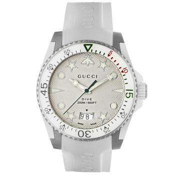 Gucci | Men's Swiss Dive White Rubber Strap Watch 40mm商品图片,