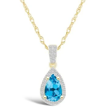 Macy's | Topaz (1-1/10 ct. t.w.) and Lab Grown Sapphire (1/6 ct. t.w.) Halo Pendant Necklace in 10K Yellow Gold,商家Macy's,价格¥2096