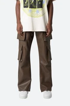 MNML | Leather Double Snap Cargo Pants - Chocolate 
