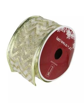 Northlight | Pack of 12 Sparkling Green Chevron Print Wired Christmas Craft Ribbon Spools - 2.5" x 120 Yards Total,商家Macy's,价格¥426