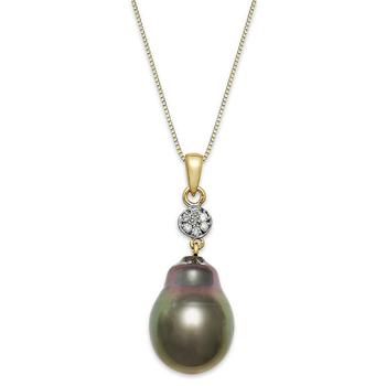 商品Macy's | Baroque Tahitian Pearl (12 mm) and Diamond Accent Pendant Necklace in 14k Gold,商家Macy's,价格¥7155图片