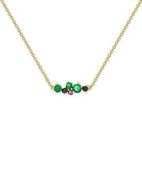 Sydney Evan | 14K Yellow Gold Gemstone & Black Diamond Wicked Elphaba Cocktail Bar Necklace, 18",商家Bloomingdale's,价格¥9189