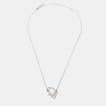 [二手商品] Dior | Dior Silver Tone Crystal Logo Earrings & Pendant Necklace商品图片,满1件减$100, 满减
