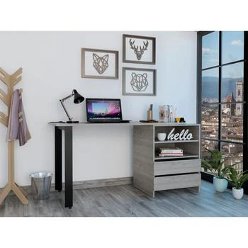 Simplie Fun | Kirsage 2-Drawer 2-Shelf Writing Desk Light Gray,商家Premium Outlets,价格¥1824
