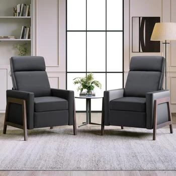 Simplie Fun | Set of Two Wood Framed PU Leather Recliner Chair Adjustable Home Theater Seating,商家Premium Outlets,价格¥4332