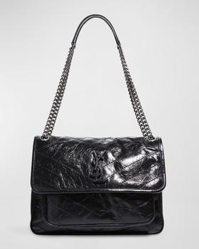Yves Saint Laurent | Niki Medium Crinkled Calf Flap-Top Shoulder Bag商品图片,