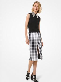 Michael Kors | Tartan Wool and Cotton Slit Pencil Skirt商品图片,3折, 独家减免邮费