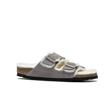 商品Birkenstock Arizona Soft Footbed Suede Leather Shearling Stone Coin Grey Narrow Fitting Sandals,商家Atterley,价格¥1174图片