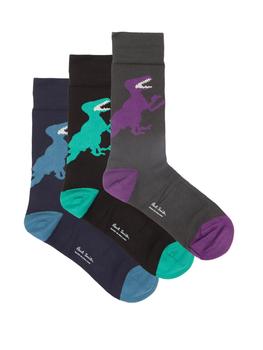 推荐Pack of three dinosaur cotton-blend socks商品