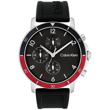 ck手表男是什么牌子, Calvin Klein | Men's Gauge Sport Silicone Strap Watch 46mm商品图片 