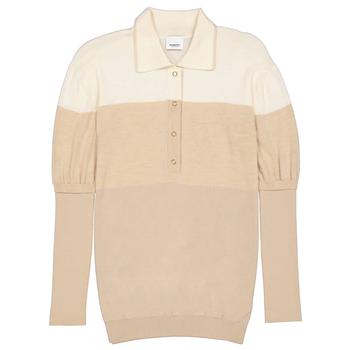 Burberry | Burberry Long-sleeve Two-tone Wool Polo Shirt, Size Small商品图片,1.7折