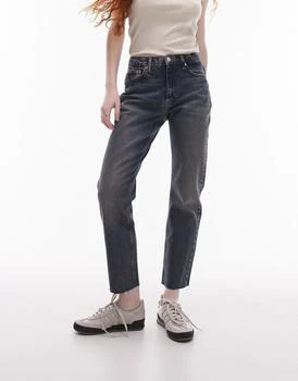Topshop | Topshop mid rise straight jeans in deep sea 