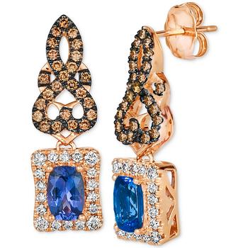 商品Le Vian | Blueberry Tanzanite (1 ct. t.w.) & Diamond (3/4 ct. t.w.) Scrollwork Drop Earrings in 14k Rose Gold,商家Macy's,价格¥11145图片