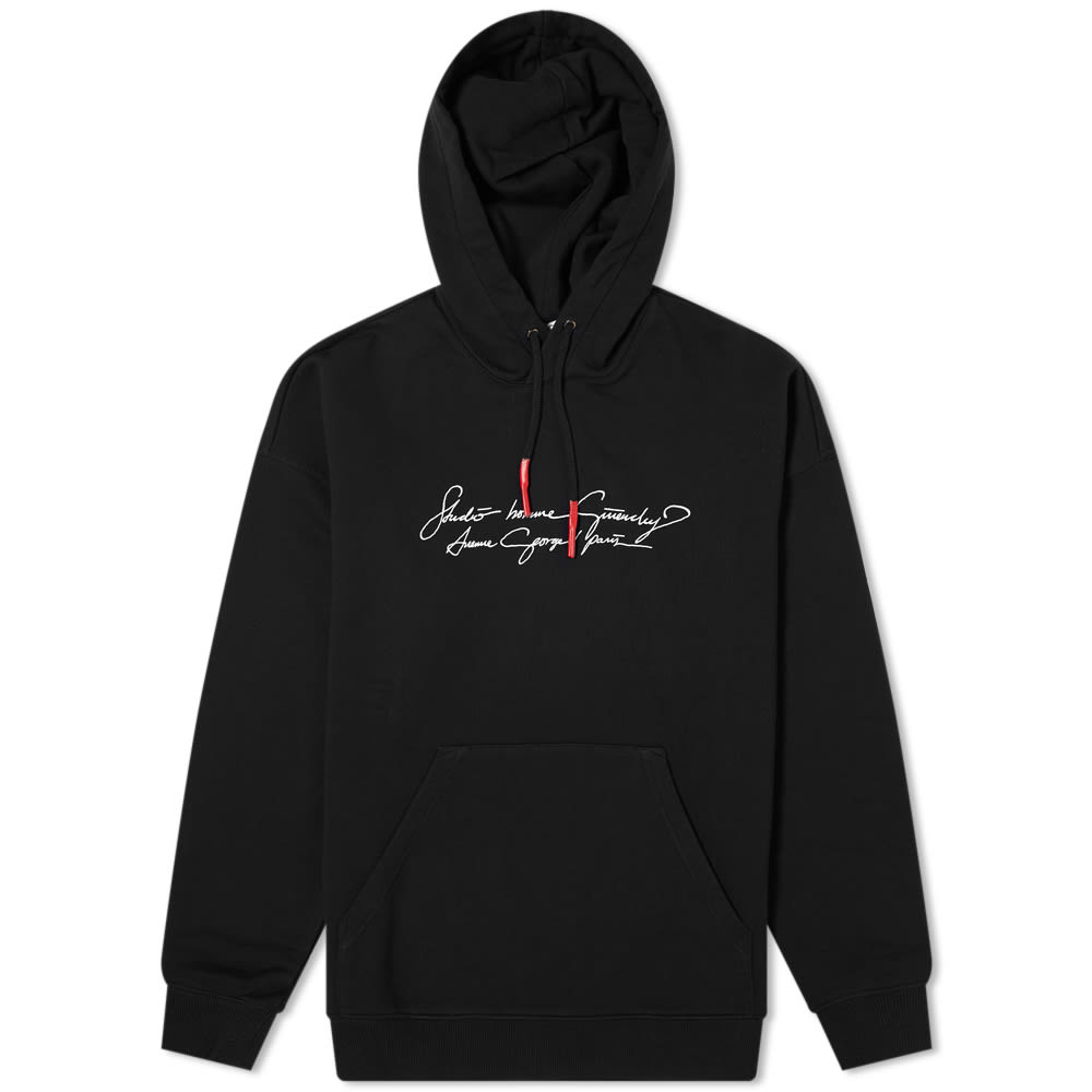 春装纪梵希卫衣, Givenchy | GIVENCHY 男士黑色绒布胸前饰白色手写LOGO刺绣连帽卫衣 BMJ08R30AF-001商品图片 独家减免邮费