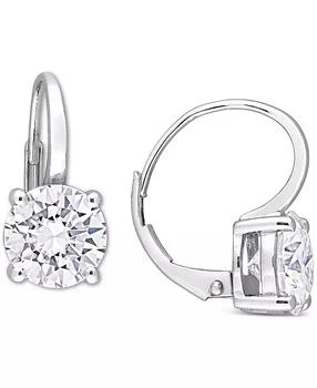 Macy's | Lab-Grown Moissanite Solitaire Leverback Earrings (4 ct. t.w.) in 14k White Gold,商家Macy's,价格¥6150