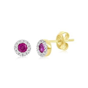 商品Simona | Ruby/ Sapphire and Diamond Round Stud Earrings with 14kt Yellow Gold,商家Macy's,价格¥2912图片