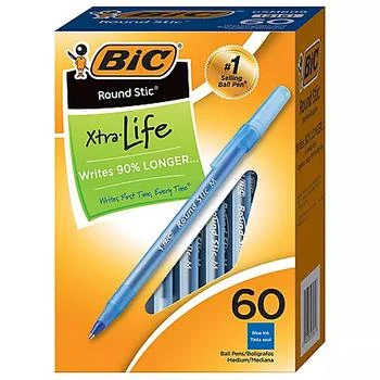 推荐BIC Round Stic Xtra Life Ballpoint, 1mm, Medium, Blue, 60ct.商品