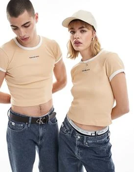 Calvin Klein | Calvin Klein Jeans baby ringer tee in beige - ASOS Exclusive,商家ASOS,价格¥159