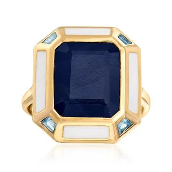 Ross-Simons | Ross-Simons Sapphire, . Sky Blue Topaz and White Enamel Vintage-Style Ring in 18kt Gold Over Sterling,商家Premium Outlets,价格¥2397