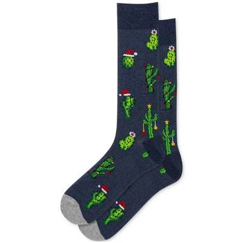 推荐Men's Holiday Christmas Cactus Patterned Crew Socks商品