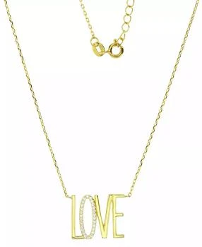 Macy's | Cubic Zirconia LOVE Pendant Necklace in 14k Gold-Plated Sterling Silver, 16" + 2" extender,商家Macy's,价格¥122