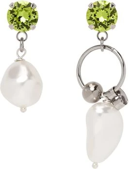Justine Clenquet | Silver & Green Stan Earrings,商家SSENSE,价格¥351