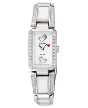 美国精工女表, Seiko | Seiko Solar White Dial Diamond Steel and Ceramic Women's Watch SUP185商品图片 6.9折
