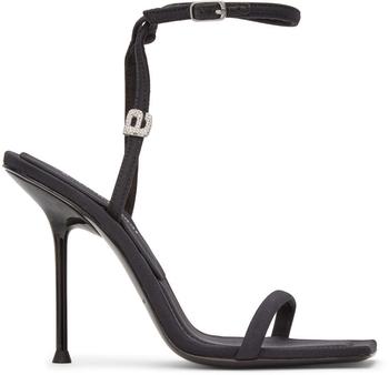 亚历山大王鞋, Alexander Wang | Black Crystal Logo Julie Sandals商品图片 