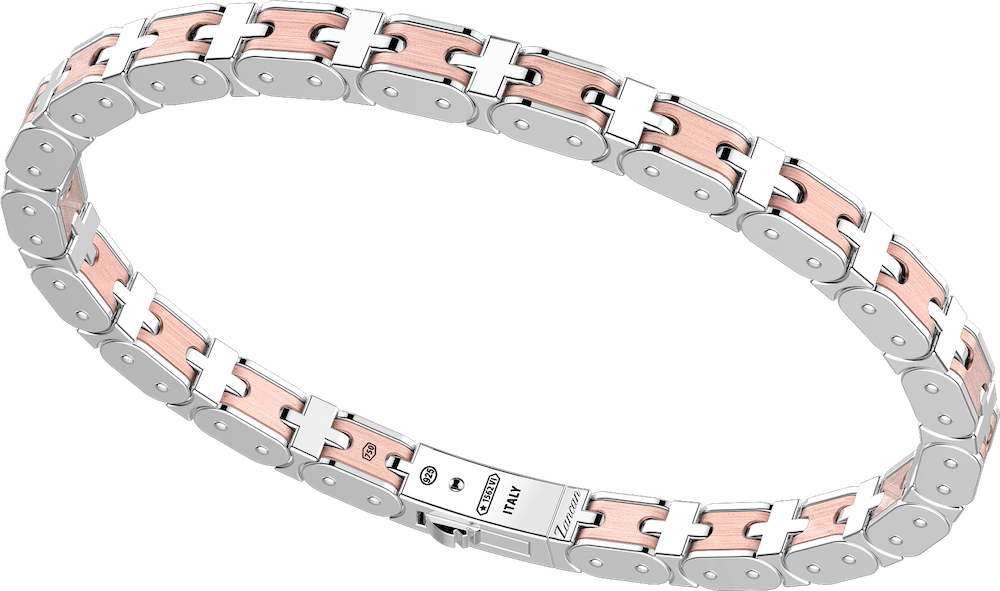 商品18k rose gold and sterling silver bracelet with geometric design图片