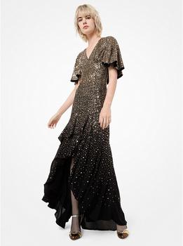 商品Confetti Sequined Silk-Georgette Cape Gown,商家Michael Kors,价格¥36460图片