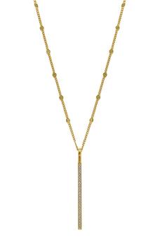 ADORNIA | 14K Gold Plated Pavé CZ Bar Pendant Necklace商品图片,2.9折