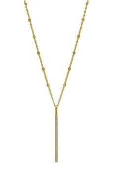 ADORNIA | 14K Gold Plated Pavé CZ Bar Pendant Necklace 2.9折, 独家减免邮费