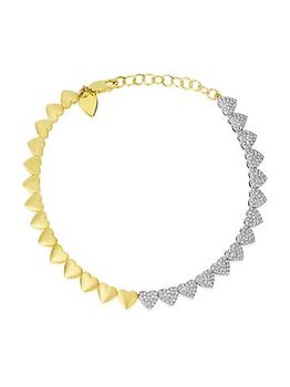 商品Meira T | Two-Tone 14K Gold & 0.67 TCW Diamond Heart Bracelet,商家Saks Fifth Avenue,价格¥20571图片