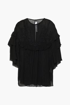 女士IRO, IRO | Sude ruffled broderie anglaise georgette blouse商品图片 3折
