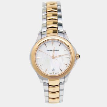 推荐Emporio Armani Mother of Pearl Two Tone Stainless Steel Esedra ARS8503 Women's Wristwatch 35 mm商品