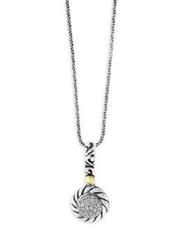 Effy | Sterling Silver, 18K Yellow Gold & 0.07 TCW Diamond Pendant Necklace,商家Saks OFF 5TH,价格¥1275