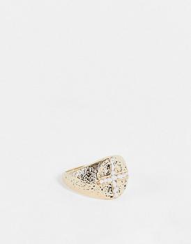 商品Topshop | Topshop faux pearl cross signet ring in gold,商家ASOS,价格¥21图片