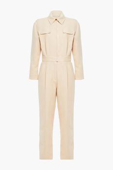 美国sandro, Sandro | Uno pleated cotton and linen-blend twill jumpsuit商品图片 4.5折