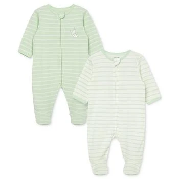 Little Me | Baby Boy or Baby Girl Striped Cotton Footed Coveralls, Pack of 2 6折